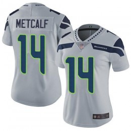 Seahawks #14 D.K. Metcalf Grey Alternate Women's Stitched NFL Vapor Untouchable Limited Jersey