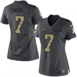 Seahawks #7 Geno Smith Black Women's Stitched NFL Limited 2016 Salute To Service Jersey