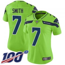 Seahawks #7 Geno Smith Green Women's Stitched NFL Limited Rush 100th Season Jersey