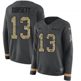 Seattle Seahawks #13 Phillip Dorsett Anthracite Salute to Service Women's Stitched NFL Limited Therma Long Sleeve Jersey
