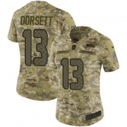 Seattle Seahawks #13 Phillip Dorsett Camo Women's Stitched NFL Limited 2018 Salute To Service Jersey
