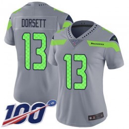 Seattle Seahawks #13 Phillip Dorsett Gray Women's Stitched NFL Limited Inverted Legend 100th Season Jersey