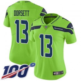 Seattle Seahawks #13 Phillip Dorsett Green Women's Stitched NFL Limited Rush 100th Season Jersey