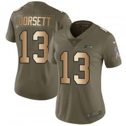Seattle Seahawks #13 Phillip Dorsett Olive/Gold Women's Stitched NFL Limited 2017 Salute To Service Jersey