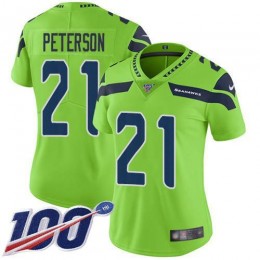 Seattle Seahawks #21 Adrian Peterson Green Women's Stitched NFL Limited Rush 100th Season Jersey