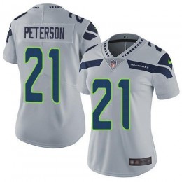 Seattle Seahawks #21 Adrian Peterson Grey Alternate Women's Stitched NFL Vapor Untouchable Limited Jersey