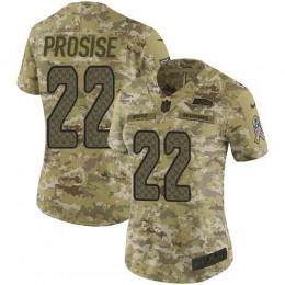 Seattle Seahawks #22 C. J. Prosise Camo Women's Stitched NFL Limited 2018 Salute to Service Jersey