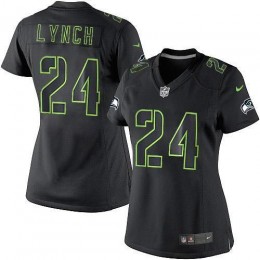 Seattle Seahawks #24 Marshawn Lynch Black Impact Women's Stitched NFL Limited Jersey