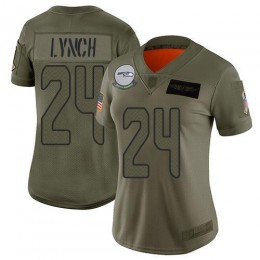 Seattle Seahawks #24 Marshawn Lynch Camo Women's Stitched NFL Limited 2019 Salute to Service Jersey