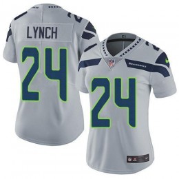 Seattle Seahawks #24 Marshawn Lynch Grey Alternate Women's Stitched NFL Vapor Untouchable Limited Jersey