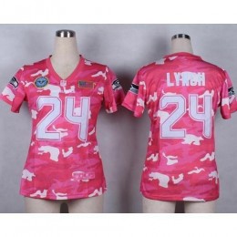 Seattle Seahawks #24 Marshawn Lynch Pink Women's Stitched NFL Elite Camo Fashion Jersey