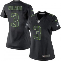 Seattle Seahawks #3 Russell Wilson Black Impact Women's Stitched NFL Limited Jersey