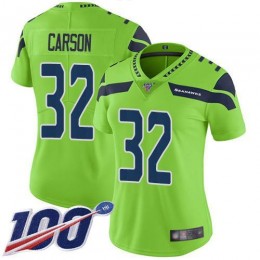 Seattle Seahawks #32 Chris Carson Green Women's Stitched NFL Limited Rush 100th Season Jersey