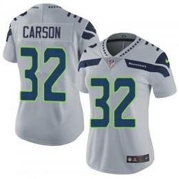 Seattle Seahawks #32 Chris Carson Grey Alternate Women's Stitched NFL Vapor Untouchable Limited Jersey