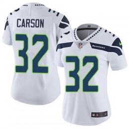 Seattle Seahawks #32 Chris Carson White Women's Stitched NFL Vapor Untouchable Limited Jersey