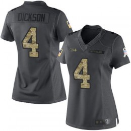 Seattle Seahawks #4 Michael Dickson Black Women's Stitched NFL Limited 2016 Salute to Service Jersey
