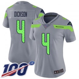 Seattle Seahawks #4 Michael Dickson Silver Women's Stitched NFL Limited Inverted Legend 100th Season Jersey