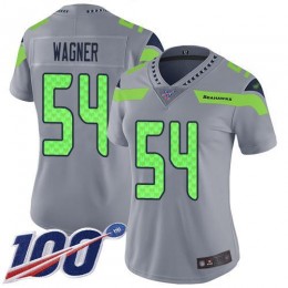 Seattle Seahawks #54 Bobby Wagner Silver Women's Stitched NFL Limited Inverted Legend 100th Season Jersey