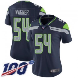 Seattle Seahawks #54 Bobby Wagner Steel Blue Team Color Women's Stitched NFL 100th Season Vapor Limited Jersey