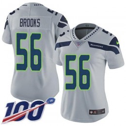 Seattle Seahawks #56 Jordyn Brooks Grey Alternate Women's Stitched NFL 100th Season Vapor Untouchable Limited Jersey