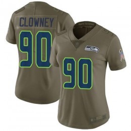 Seattle Seahawks #90 Jadeveon Clowney Olive Women's Stitched NFL Limited 2017 Salute to Service Jersey