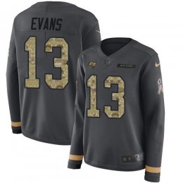 Buccaneers #13 Mike Evans Anthracite Salute To Service Women's Stitched NFL Limited Therma Long Sleeve Jersey