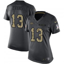Buccaneers #13 Mike Evans Black Women's Stitched NFL Limited 2016 Salute To Service Jersey