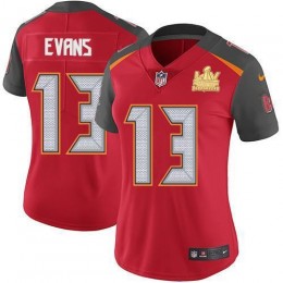 Buccaneers #13 Mike Evans Red Team Color Women's Super Bowl LV Champions Patch Stitched NFL Vapor Untouchable Limited Jersey