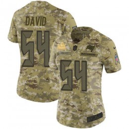 Buccaneers #54 Lavonte David Camo Women's Super Bowl LV Champions Patch Stitched NFL Limited 2018 Salute To Service Jersey