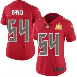 Buccaneers #54 Lavonte David Red Women's Super Bowl LV Champions Patch Stitched NFL Limited Rush Jersey