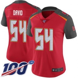 Buccaneers #54 Lavonte David Red Team Color Women's Stitched NFL 100th Season Vapor Limited Jersey