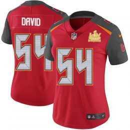 Buccaneers #54 Lavonte David Red Team Color Women's Super Bowl LV Champions Patch Stitched NFL Vapor Untouchable Limited Jersey