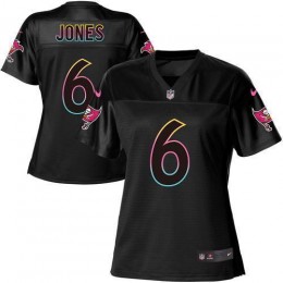 Buccaneers #6 Julio Jones Black Women's NFL Fashion Game Jersey
