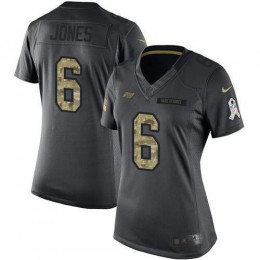 Buccaneers #6 Julio Jones Black Women's Stitched NFL Limited 2016 Salute To Service Jersey
