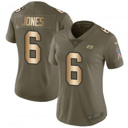 Buccaneers #6 Julio Jones Olive/Gold Women's Stitched NFL Limited 2017 Salute To Service Jersey