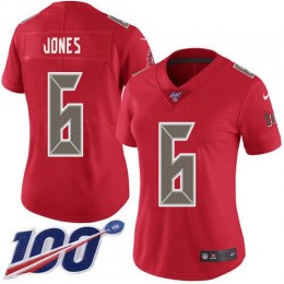 Buccaneers #6 Julio Jones Red Women's Stitched NFL Limited Rush 100th Season Jersey