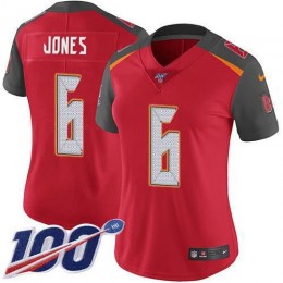 Buccaneers #6 Julio Jones Red Team Color Women's Stitched NFL 100th Season Vapor Untouchable Limited Jersey