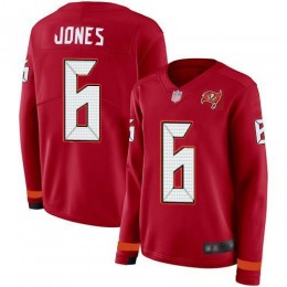 Buccaneers #6 Julio Jones Red Team Color Women's Stitched NFL Limited Therma Long Sleeve Jersey