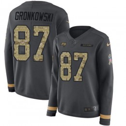Buccaneers #87 Rob Gronkowski Anthracite Salute To Service Women's Stitched NFL Limited Therma Long Sleeve Jersey