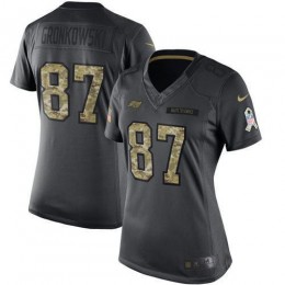 Buccaneers #87 Rob Gronkowski Black Women's Stitched NFL Limited 2016 Salute To Service Jersey