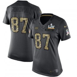 Buccaneers #87 Rob Gronkowski Black Women's Super Bowl LV Bound Stitched NFL Limited 2016 Salute To Service Jersey