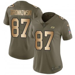 Buccaneers #87 Rob Gronkowski Olive/Gold Women's Stitched NFL Limited 2017 Salute To Service Jersey