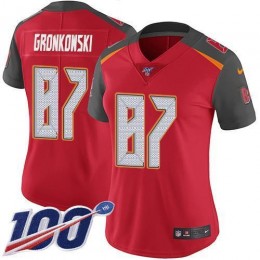 Buccaneers #87 Rob Gronkowski Red Team Color Women's Stitched NFL 100th Season Vapor Untouchable Limited Jersey