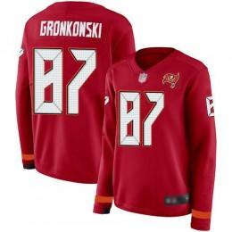 Buccaneers #87 Rob Gronkowski Red Team Color Women's Stitched NFL Limited Therma Long Sleeve Jersey