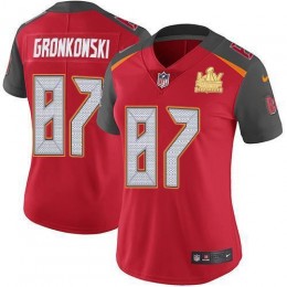 Buccaneers #87 Rob Gronkowski Red Team Color Women's Super Bowl LV Champions Patch Stitched NFL Vapor Untouchable Limited Jersey