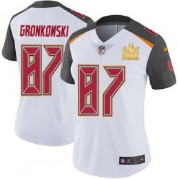 Buccaneers #87 Rob Gronkowski White Women's Super Bowl LV Champions Patch Stitched NFL Vapor Untouchable Limited Jersey