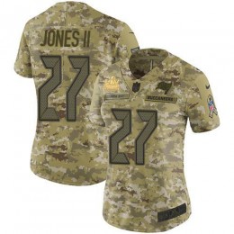 Tampa Bay Buccaneers #27 Ronald Jones II Camo Women's Super Bowl LV Champions Patch Stitched NFL Limited 2018 Salute To Service Jersey