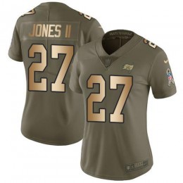 Tampa Bay Buccaneers #27 Ronald Jones II Olive/Gold Women's Stitched NFL Limited 2017 Salute to Service Jersey