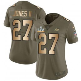Tampa Bay Buccaneers #27 Ronald Jones II Olive/Gold Women's Super Bowl LV Bound Stitched NFL Limited 2017 Salute To Service Jersey