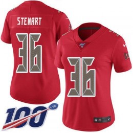 Tampa Bay Buccaneers #36 M.J. Stewart Red Women's Stitched NFL Limited Rush 100th Season Jersey